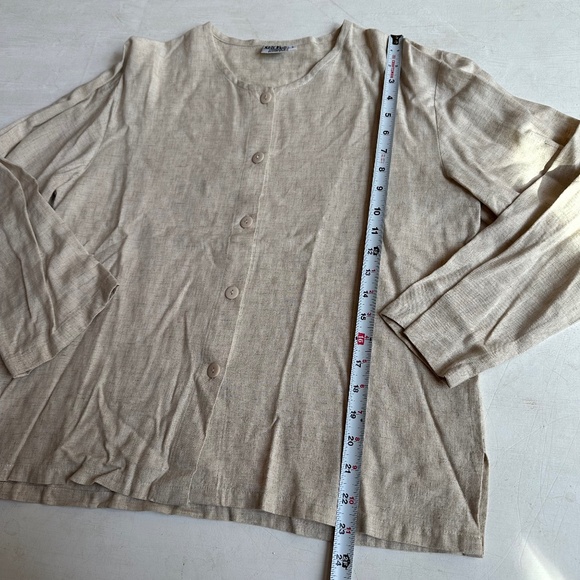 Go Fish Lagenlook Beige Cotton Button Up Blouse - Picture 2 of 4